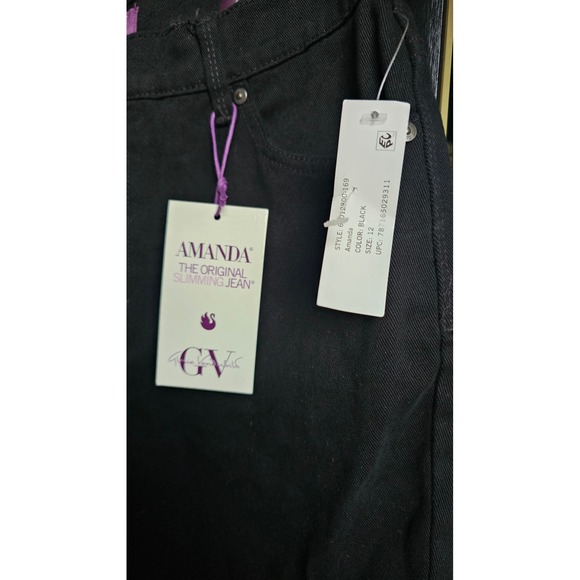 GLORIA VANDERBILT Amanda Slimming Jeans Size 12 Black NWT Classic Rise - Picture 4 of 6